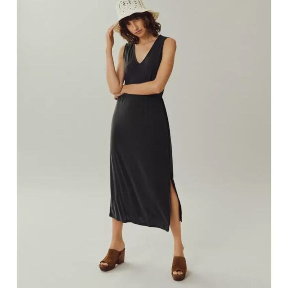 ASOS Vila Modola Midi Maxi Minimalist Quiet Luxury‎ Slit Dress Dark Gray Medium